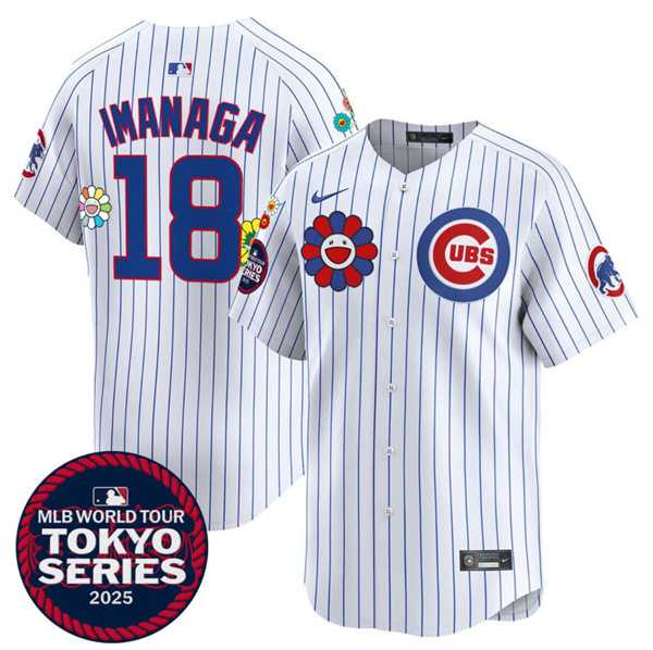 Men%27s Chicago Cubs #18 Shota Imanaga White 2025 Tokyo Series Limited Stitched Jersey Dzhi->chicago cubs->MLB Jersey